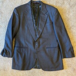 Men's Red Barn Gentleman's Apparel Vintage Blue Houndstooth Wool Blazer 46 Long